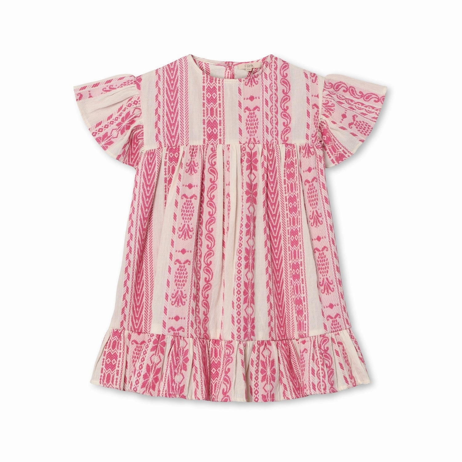 Fliink Cloud Dancer Pink Stripe Addie Dress Front Detail