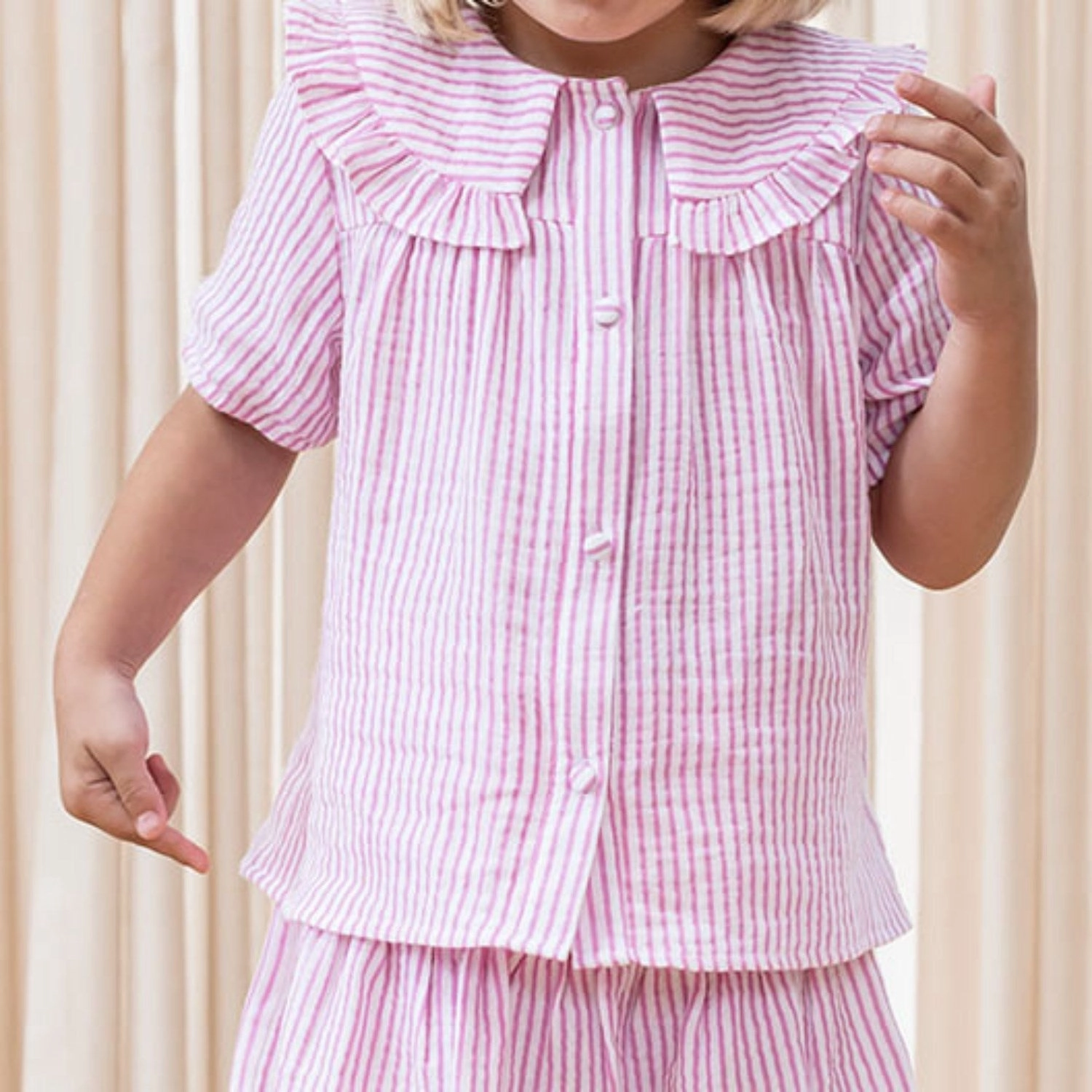 Fliink Cloud Dancer Pink Stripe Ciao Stripe SS Shirt mix and match Wrinkle-Resistant