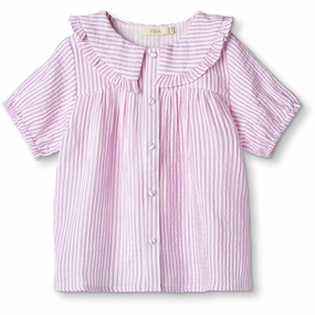 Street Fashion Micro Perforated Texture Fliink Cloud Dancer Pink Stripe Ciao Stripe SS Shirt