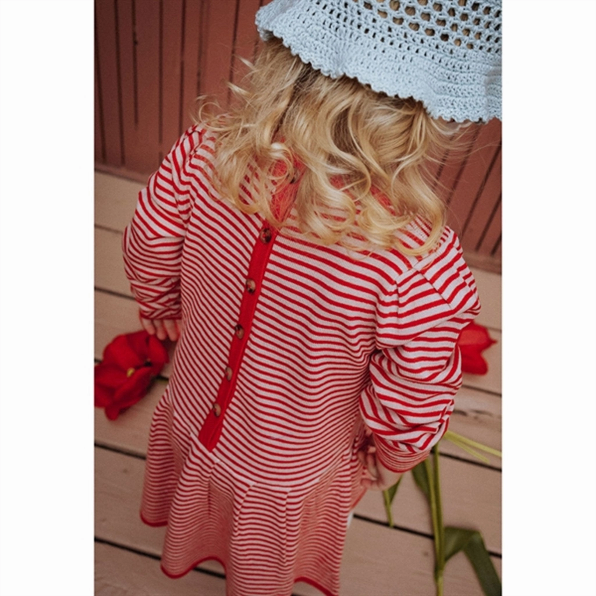 Fliink Cradle Pink W. Red Stripes Favo Peplum Dress Fluid movement