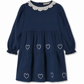 Fliink Insignia Blue / Sandshell Elmo Heart Ls Dress Fast Chic Layer Safe