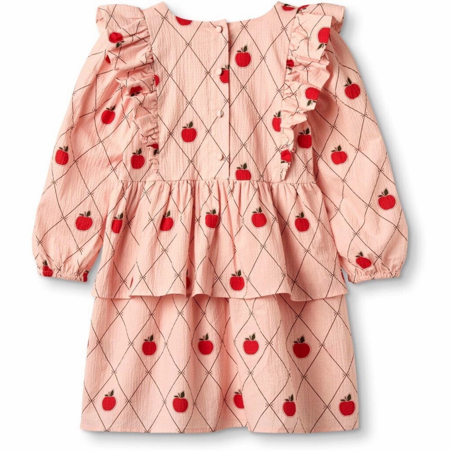 Machine-washable Open Back Fliink Peach Whip Aop Apple Ls Dress