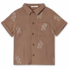 Lightweight Material Waffle Weave Fliink Pine Bark Cactus Aop Hello Shirt