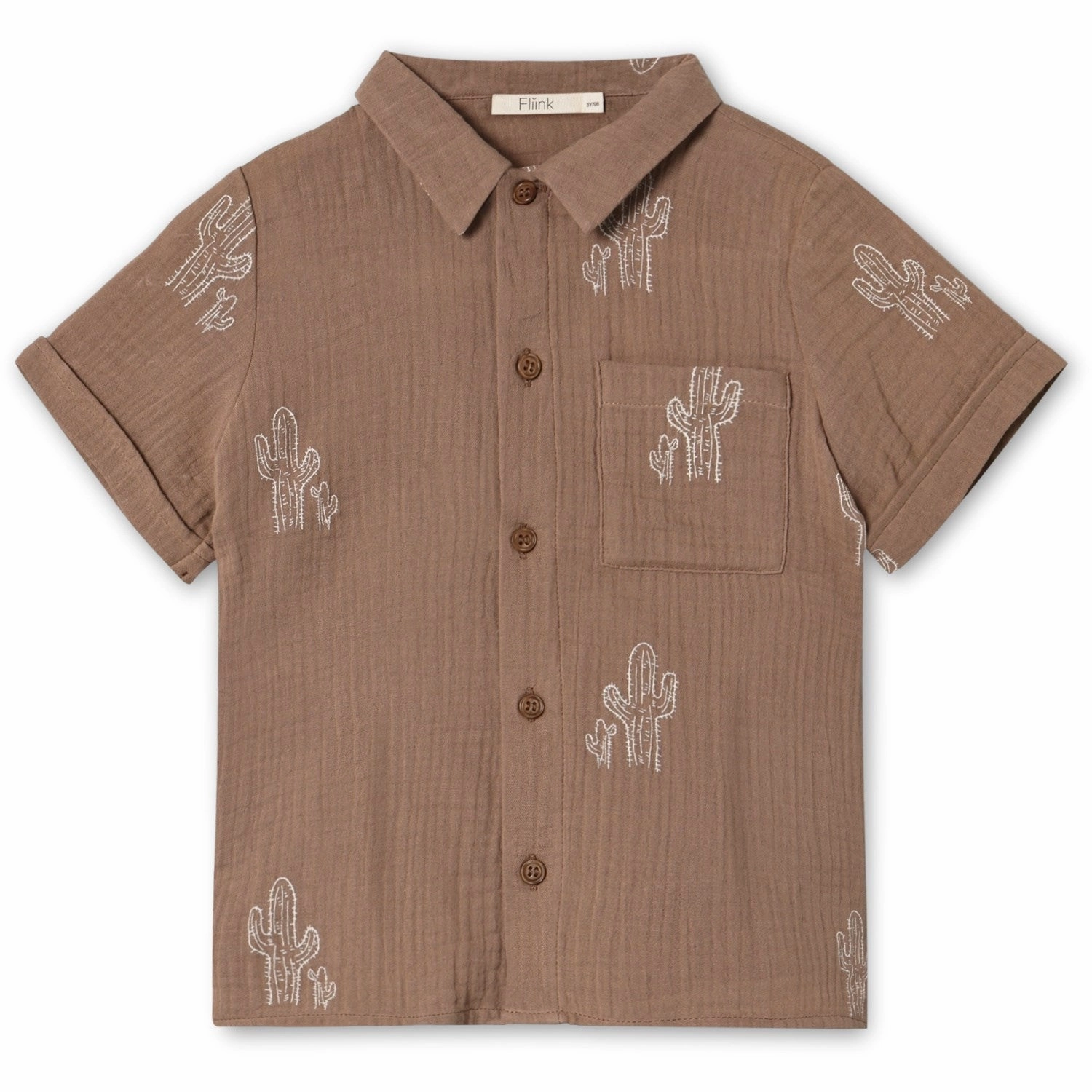 Lightweight Material Waffle Weave Fliink Pine Bark Cactus Aop Hello Shirt
