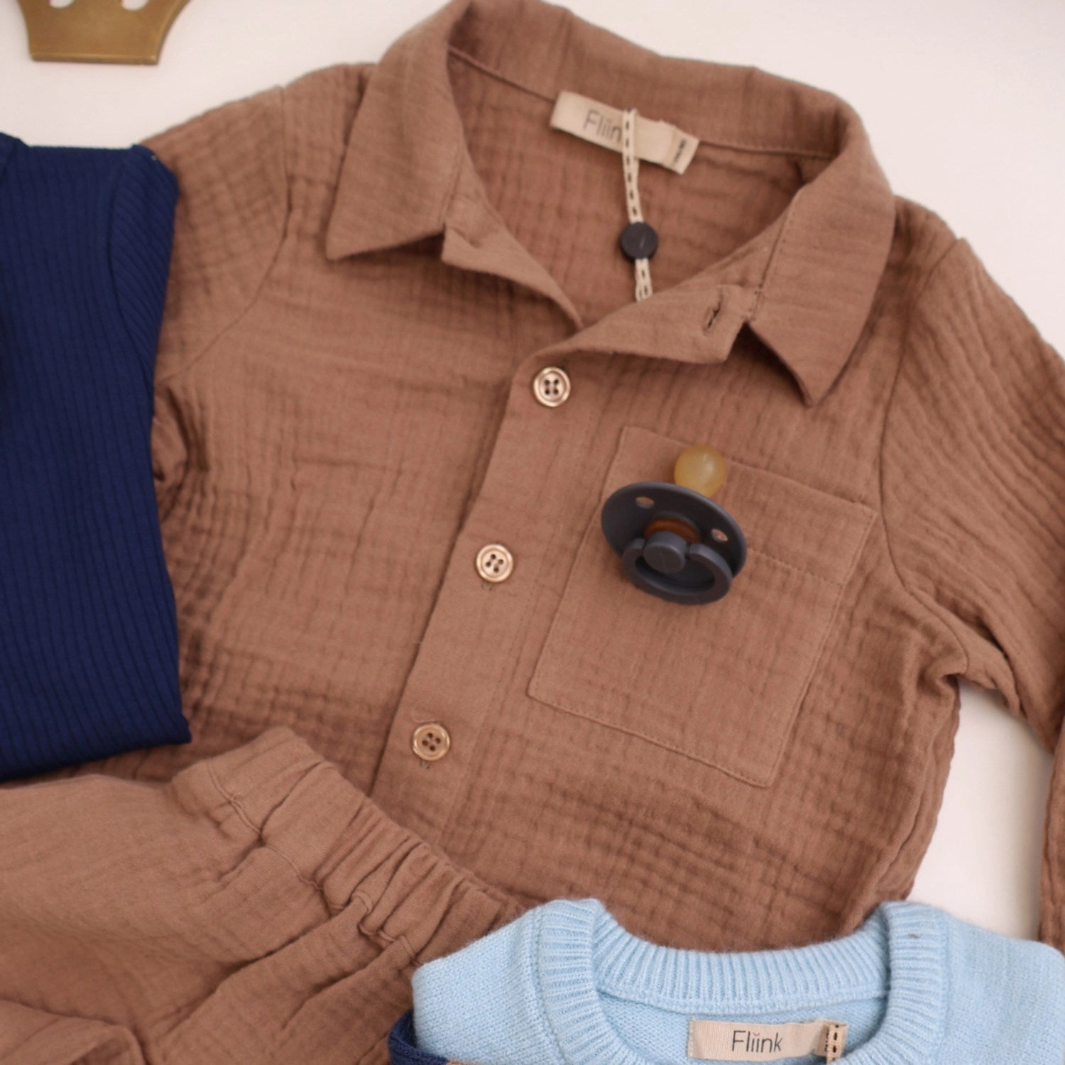 Fliink Pine Bark Elmo Ls Shirt Essential Wardrobe Tagless Labeling