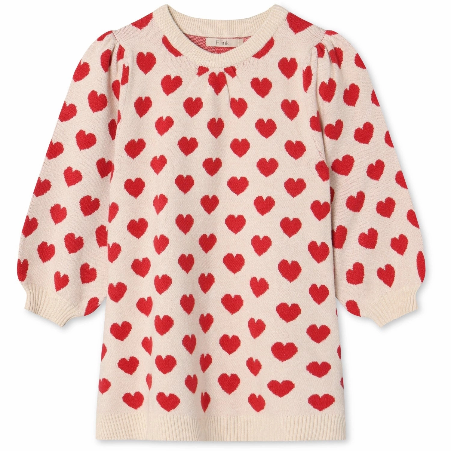 Fliink Pompeian Red/ Sandshell Alon Heart Dress Front Ruffle Mesh Soft