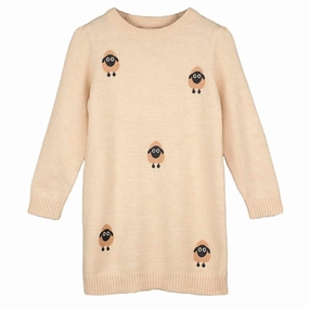 Bow Soft Trendy Design Fliink Sandshell Embr. Sheep Alon Dress