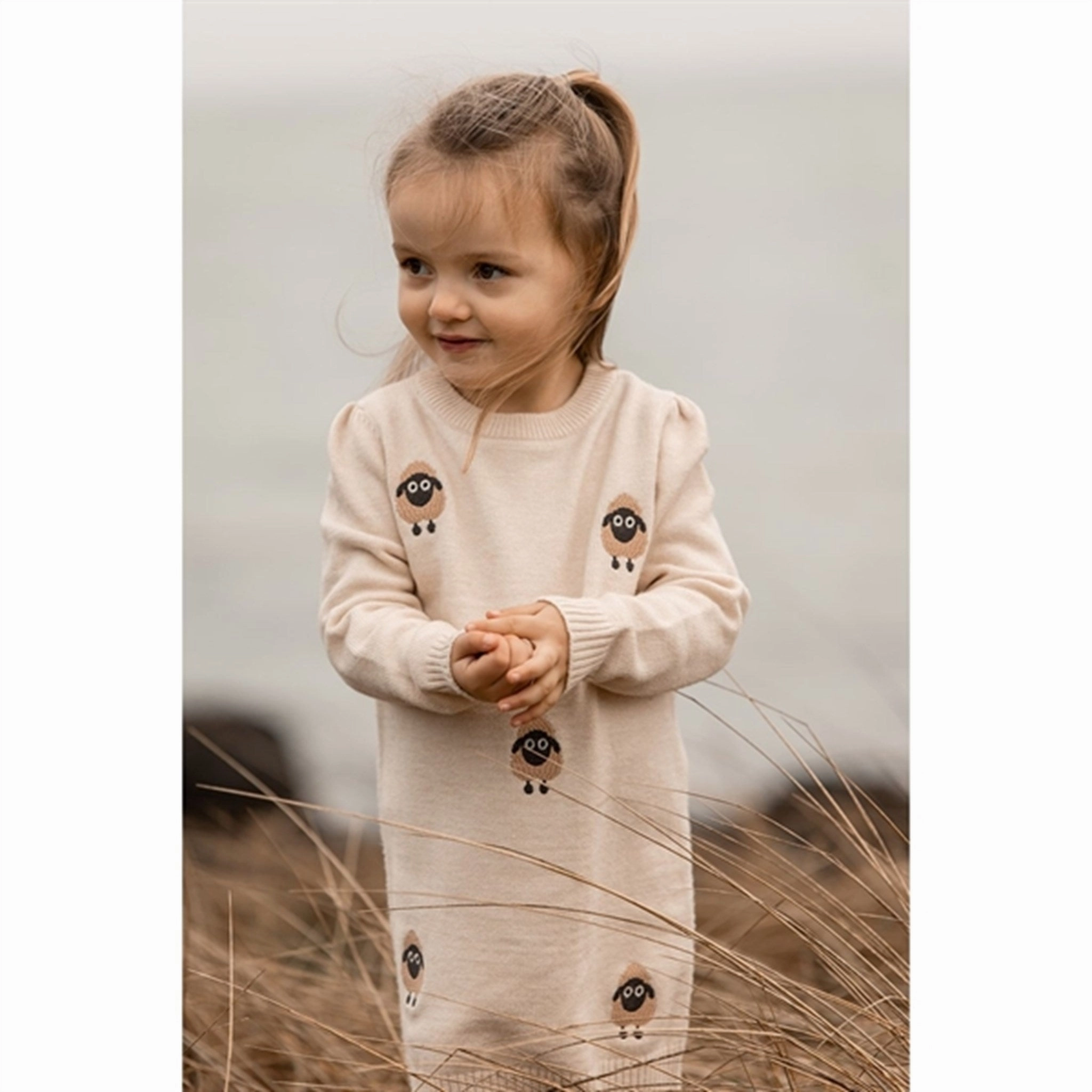 Fliink Sandshell Embr. Sheep Alon Dress Statement Piece Chilly Weather Layer