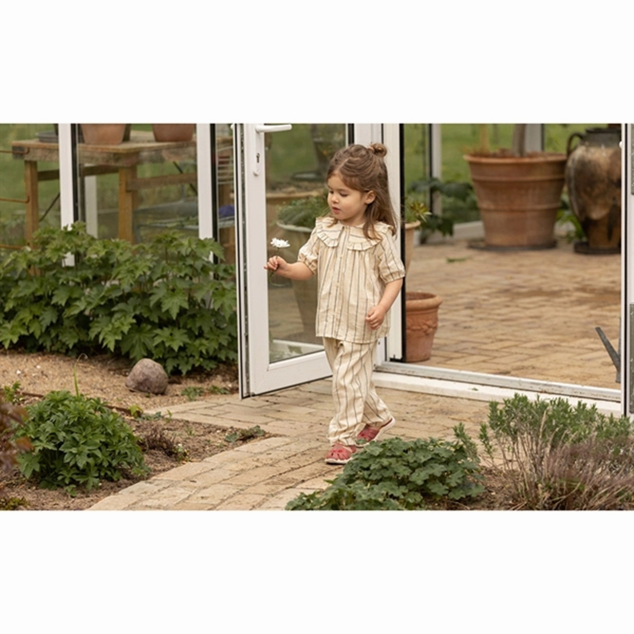 Fliink Sandshell Magnet Stripe Vira Shirt Blouse Retro Vibe EasyCare Fabric