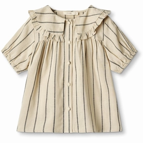 Matte Look Zip Front Fliink Sandshell Magnet Stripe Vira Shirt Blouse