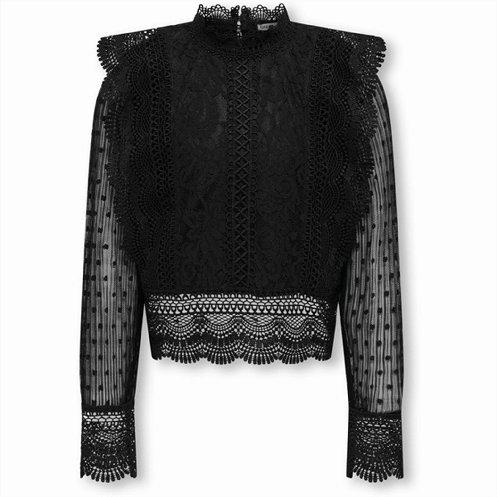 Layered Sleeve Cuffs Kids ONLY Black Eliana Lace Blouse