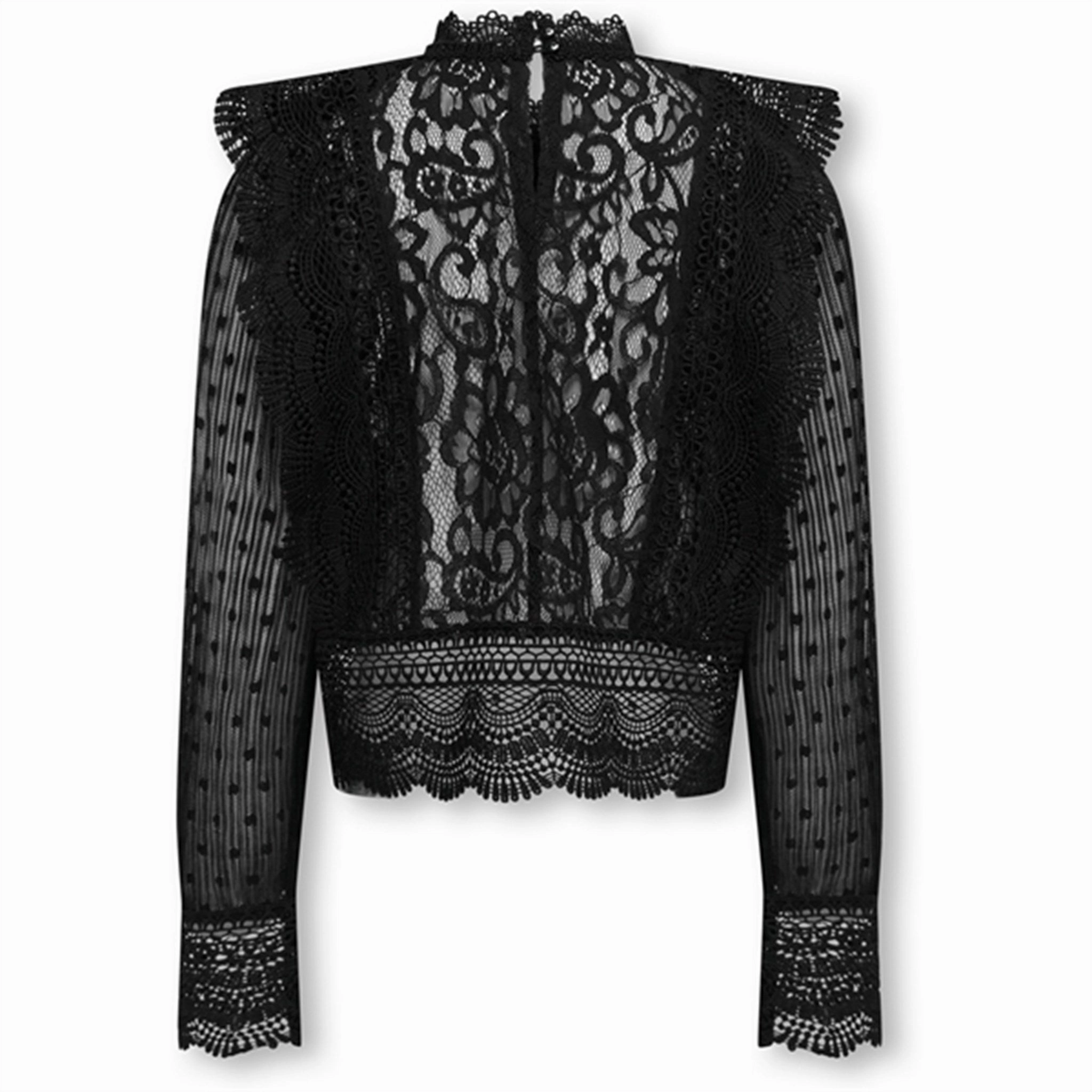 Kids ONLY Black Eliana Lace Blouse Eye-Catching Pattern Tailored Style