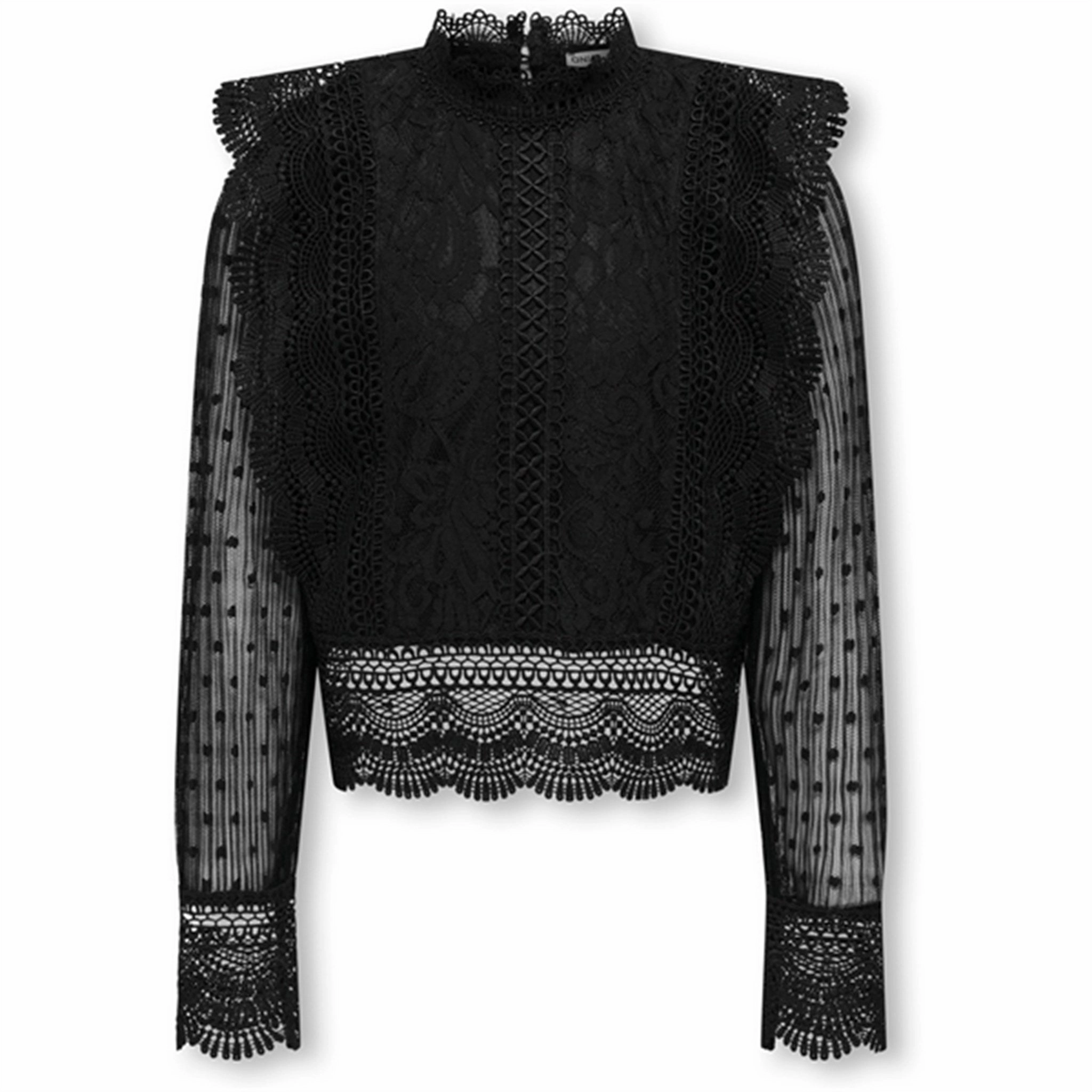 Flexible Shoulder Construction Kids ONLY Black Eliana Lace Blouse