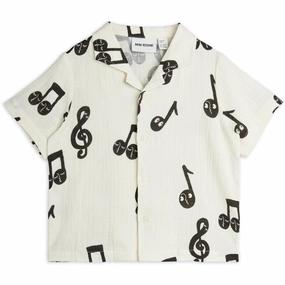 Mini Rodini White Note AOP Muslin Shirt Durable Stitching