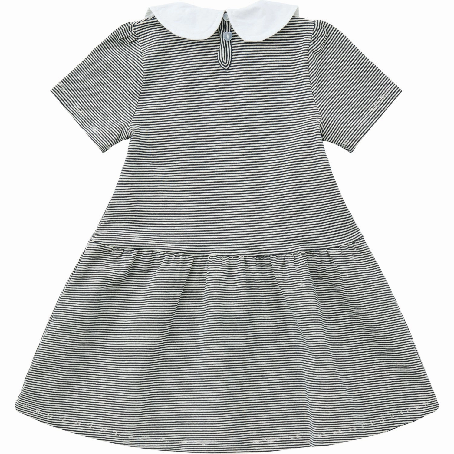 Petite friendly COPENHAGEN COLORS Navy/Cream Stripe Striped Dress W. Poplin Collar