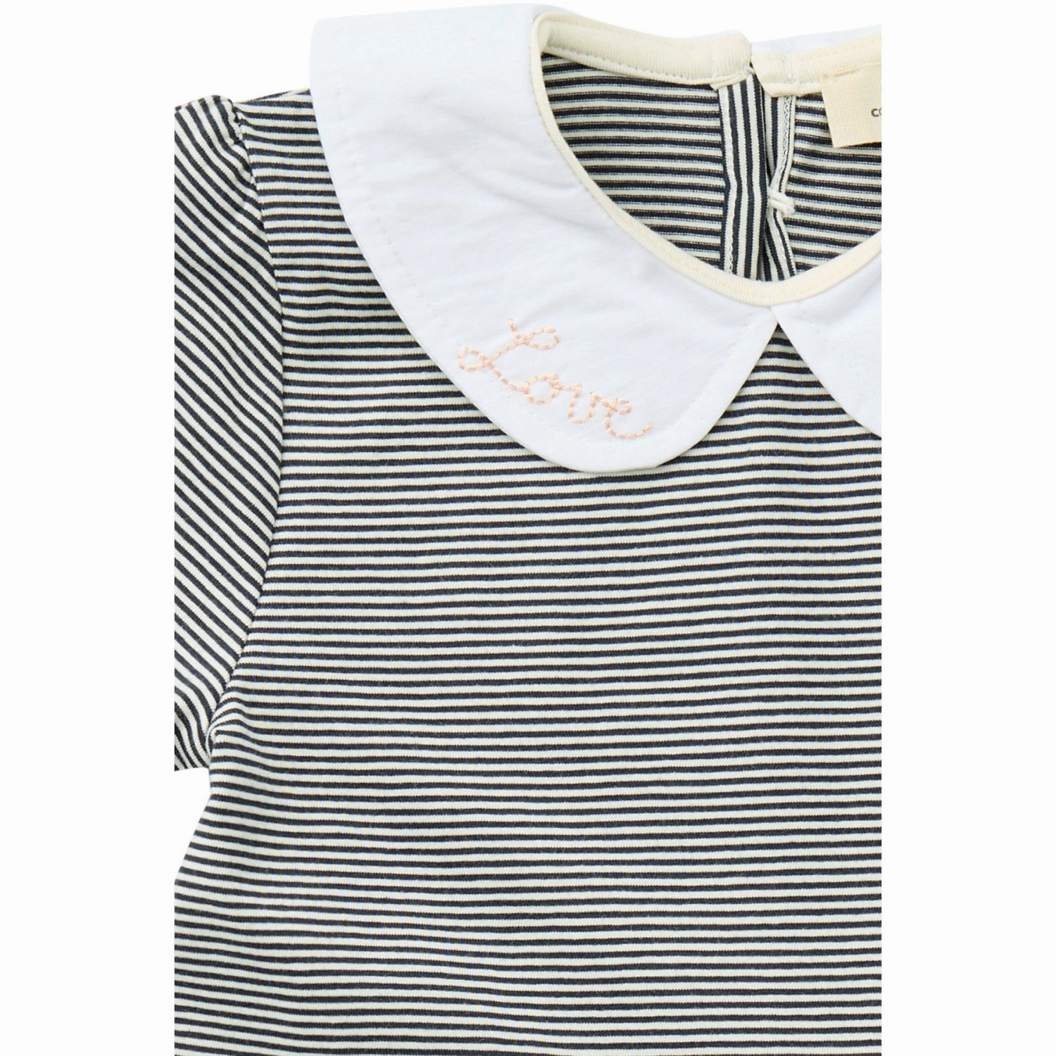 COPENHAGEN COLORS Navy/Cream Stripe Striped Dress W. Poplin Collar Durable-Fabric