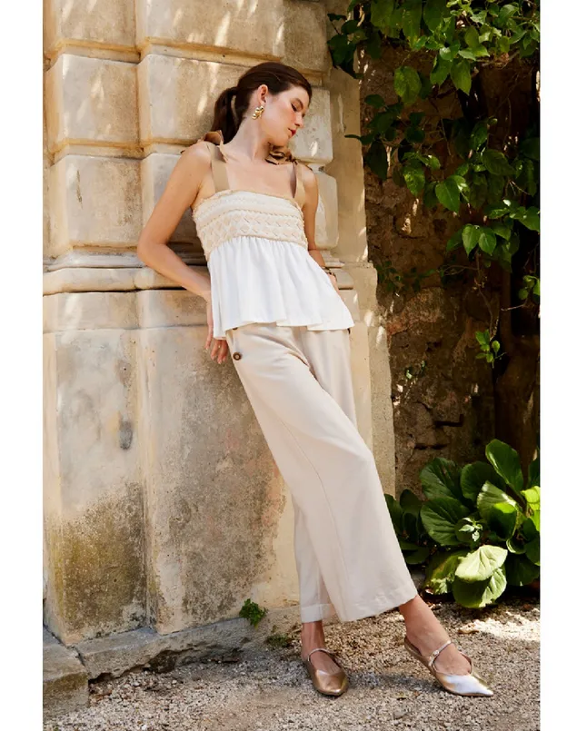 Fly Girl pantalone ampio con applicazioni bottoni alle tasche 31258/01 sabbia Odor Resistant