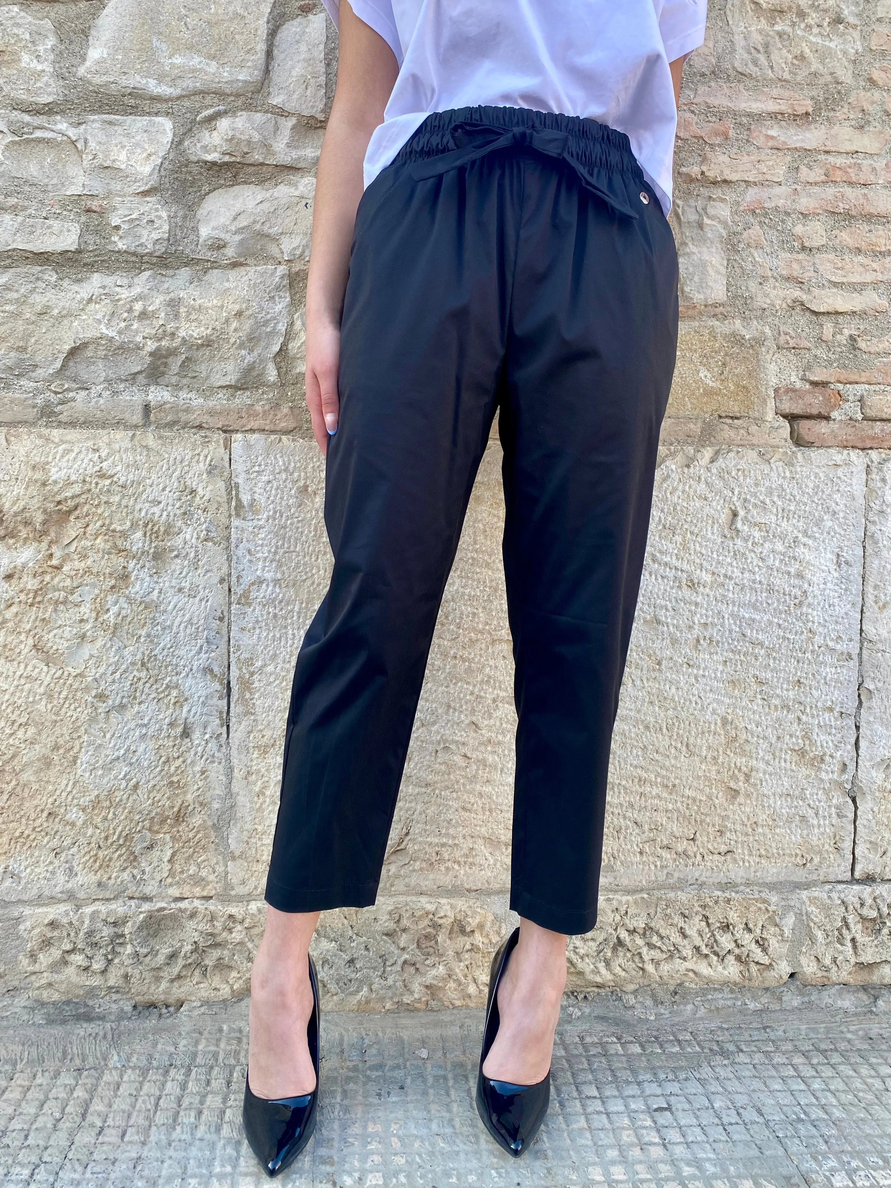 Sustainable Material Blend Fly Girl pantalone comodo con elastico in vita 31021/01 nero