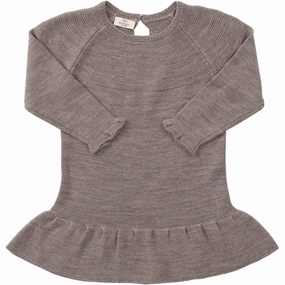 Street Look Copenhagen Colors Natural Melange Merino Knitted Dress w. Frill