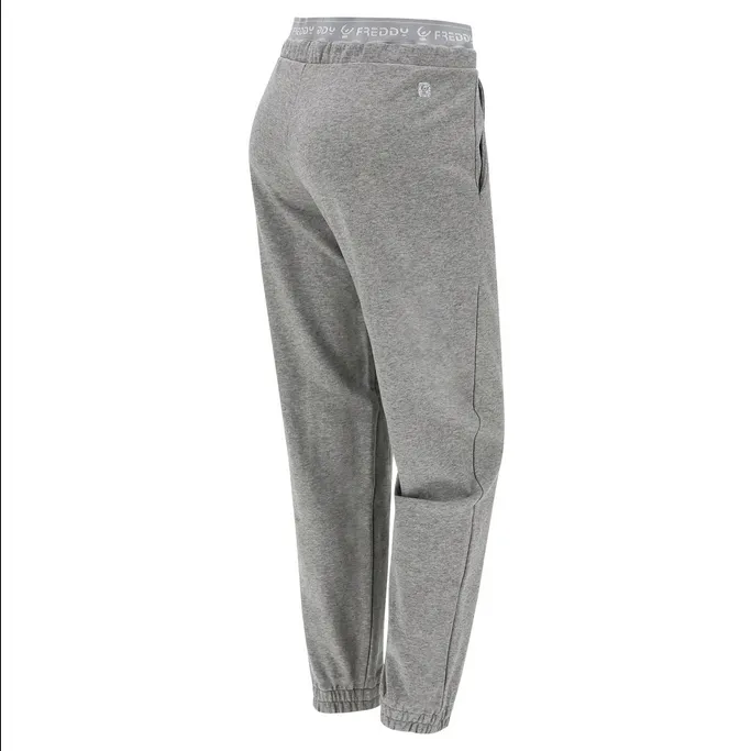 Freddy Pantalone Jogger JOGGER1C019M melange grey Tailored Silhouette Plaid detail
