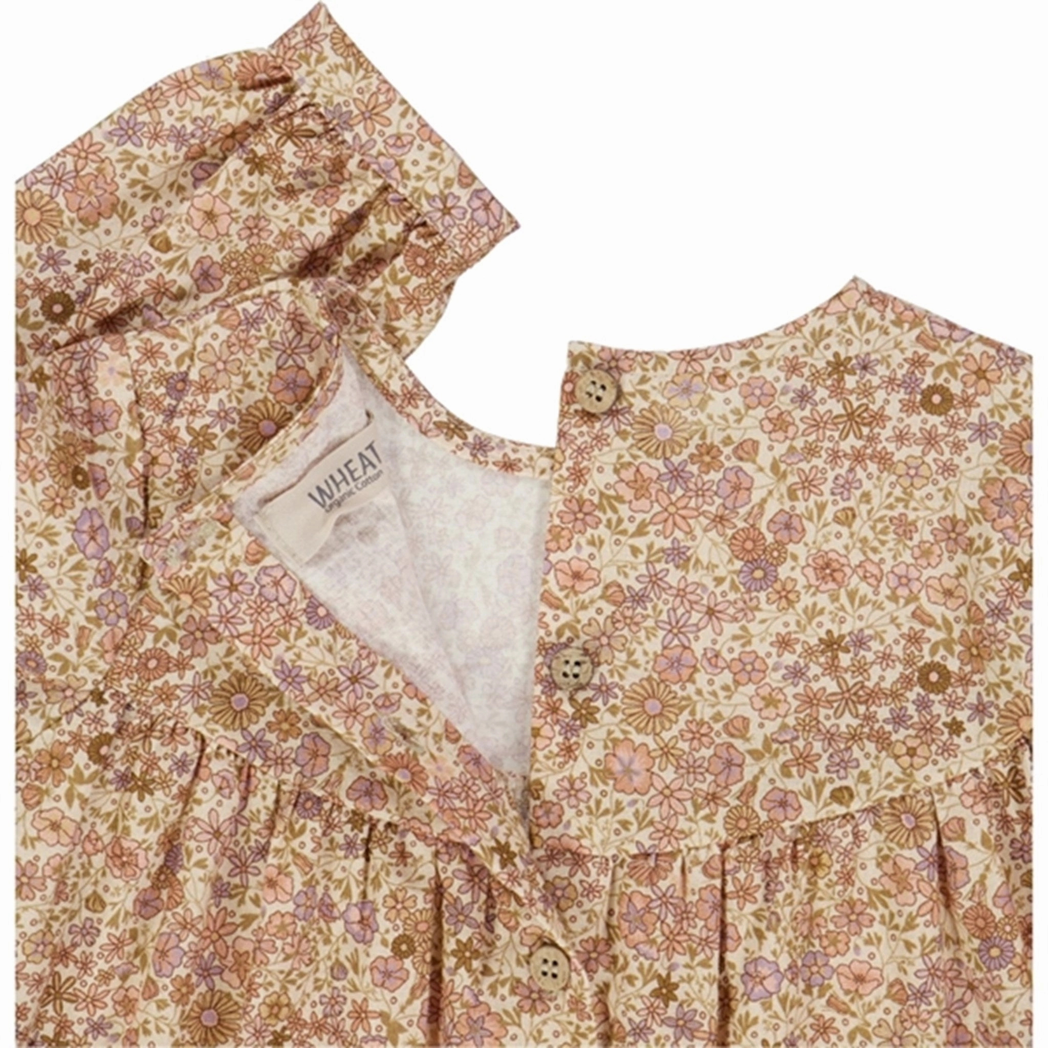 High-Neck Wheat Clam Flowers Fenja Dress