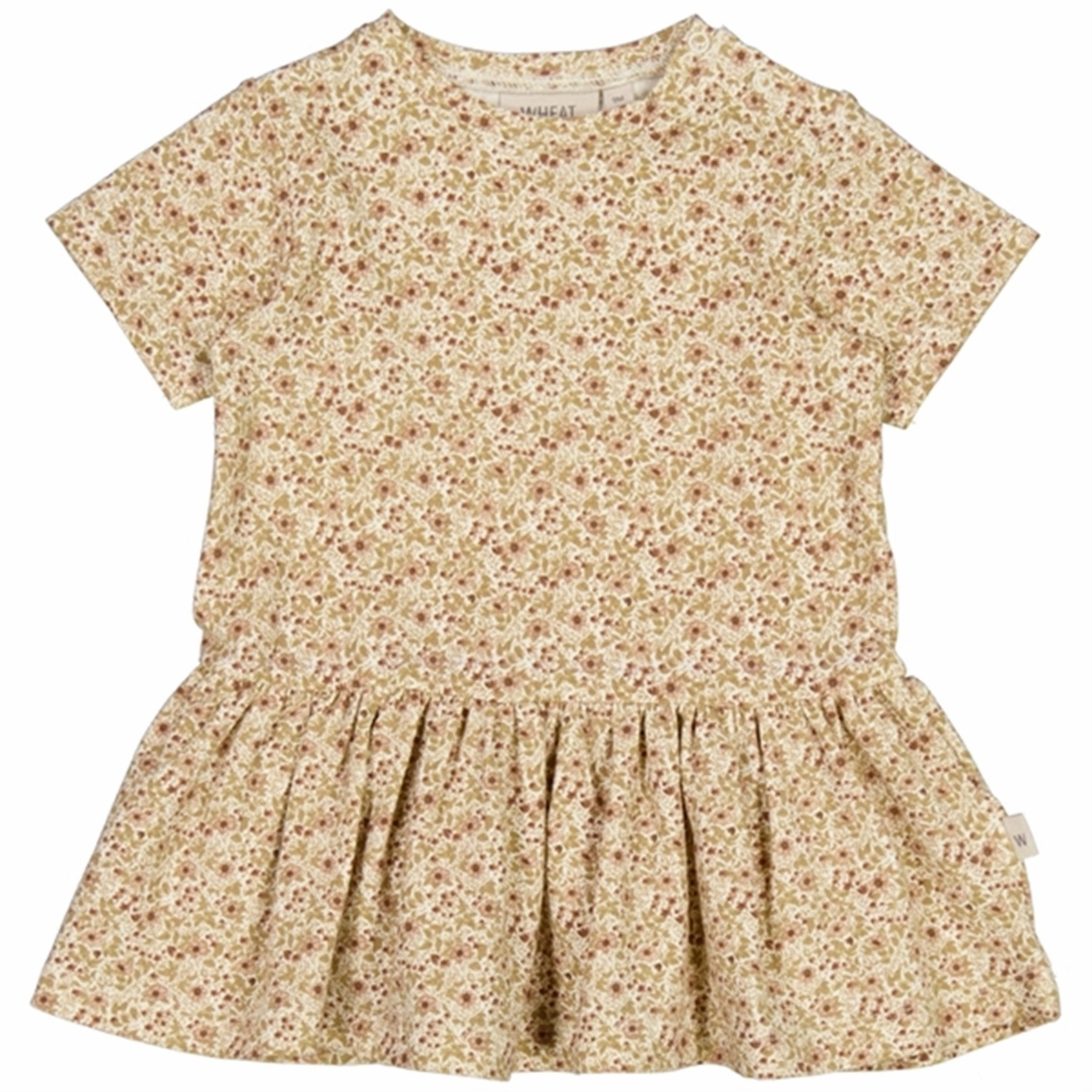 Wheat Eggshell Flowers Birthe Jersey Dress Cafe Vibe Smart and Stylish
