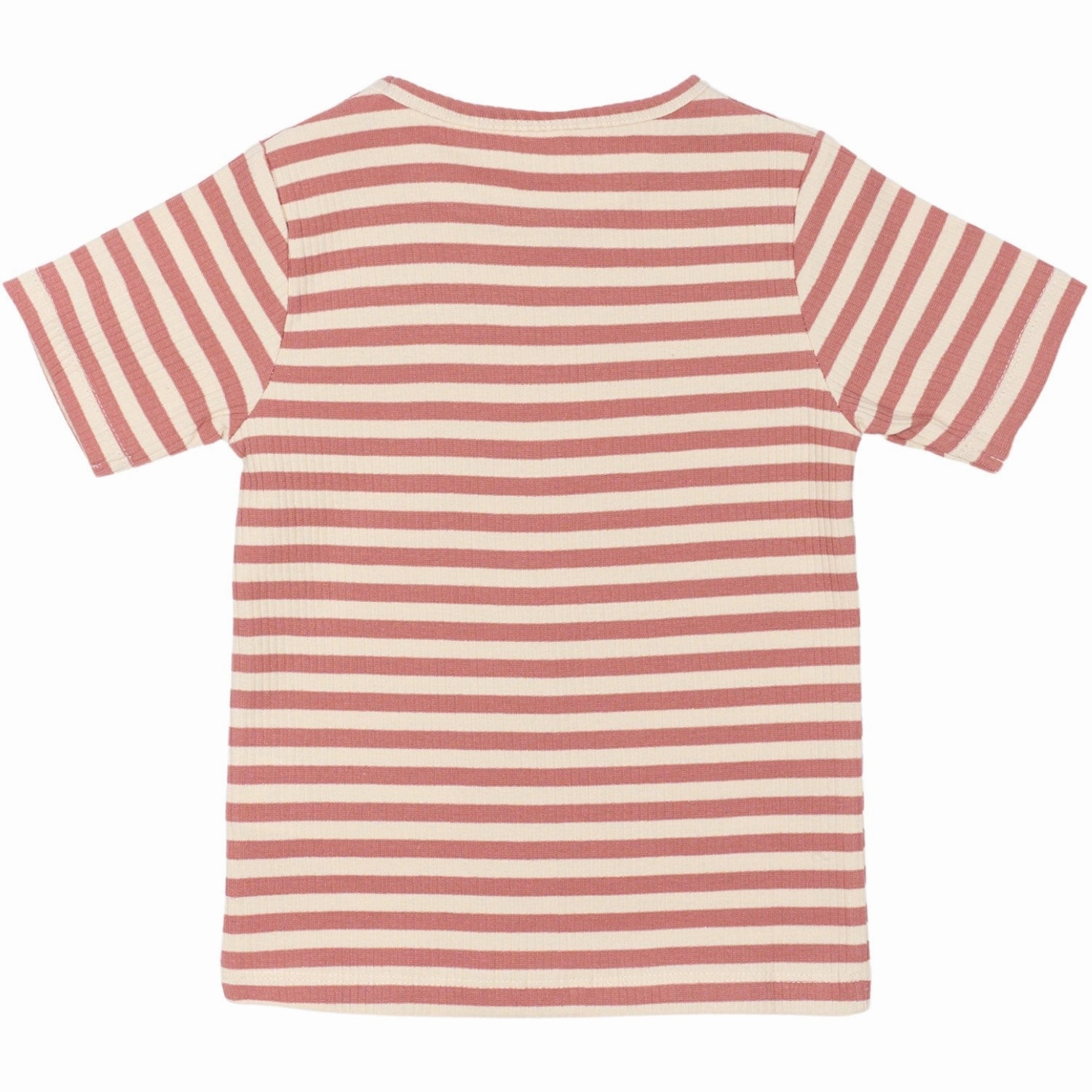Wrinkle Resistant Texture Relaxing Day THE NEW Siblings Old Rose Striped Fro Uni T-Shirt