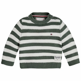 Iconic look Tommy Hilfiger Baby Structured Stripe Sweater Avalon Green Stripe