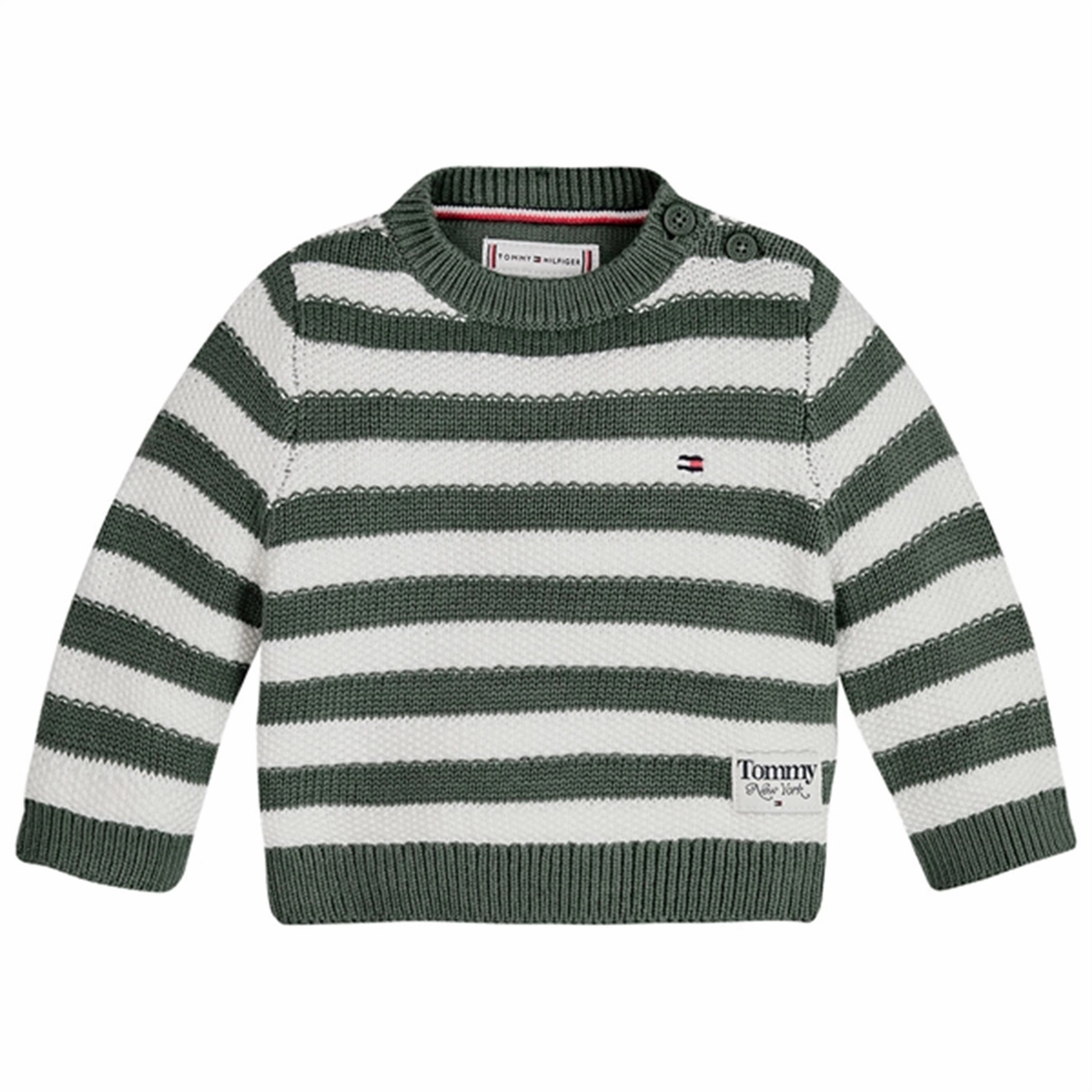 Iconic look Tommy Hilfiger Baby Structured Stripe Sweater Avalon Green Stripe