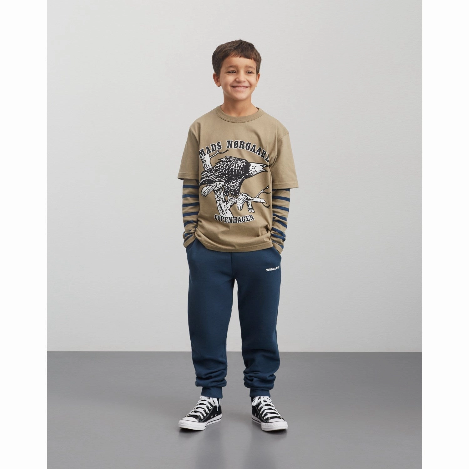 Casual and Soft Mads N?rgaard Lead Gray Printed Tee Theo Tee