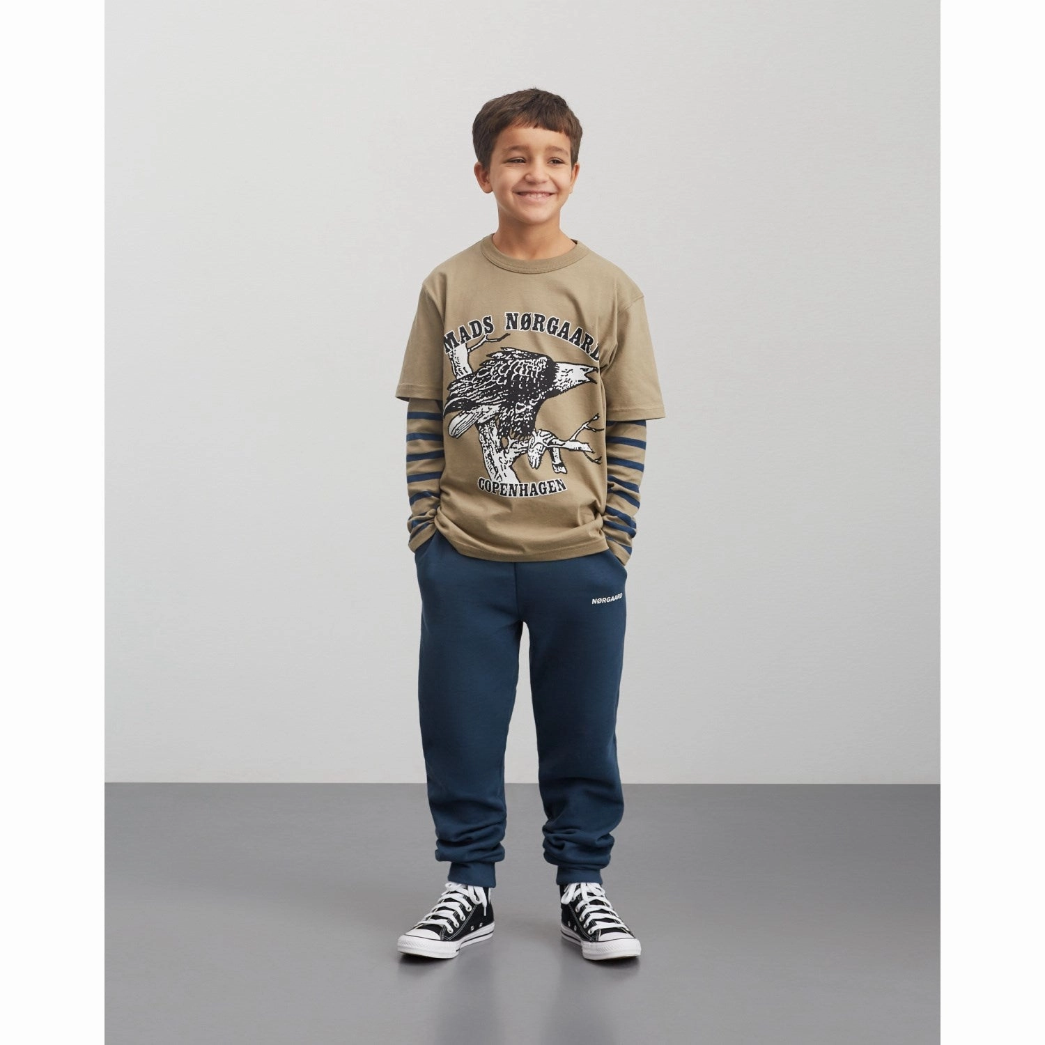 Classic Wardrobe Cold Wash Optimized Mads N?rgaard Lead Gray Printed Tee Theo Tee