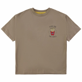 Minimalist Look RibbedNeckBanding THE NEW Greige Falcon T-shirt