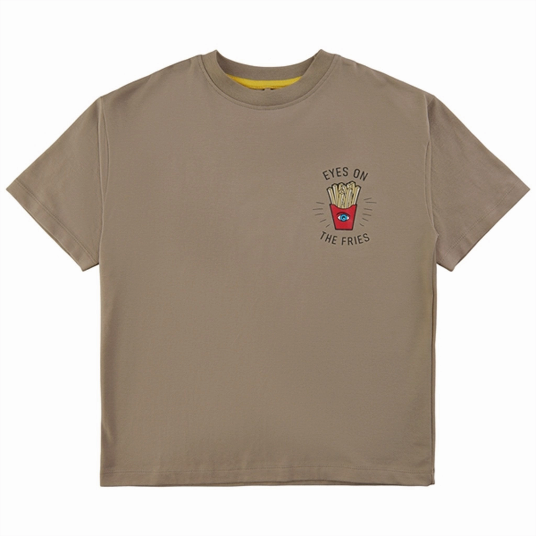 Minimalist Look RibbedNeckBanding THE NEW Greige Falcon T-shirt