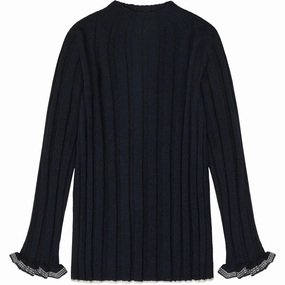 FUB Dark Navy High Neck Blouse Textured Finish Weekend Outing