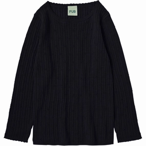 FUB Dark Navy Pointelle T-Tee L/S Compact Fold Design