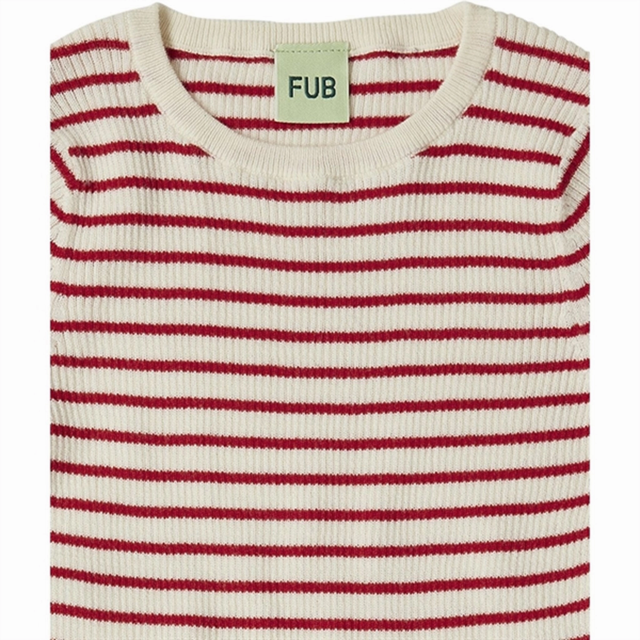 FUB Ecru/Crimson Red Rib T-shirt Minimalist Layer
