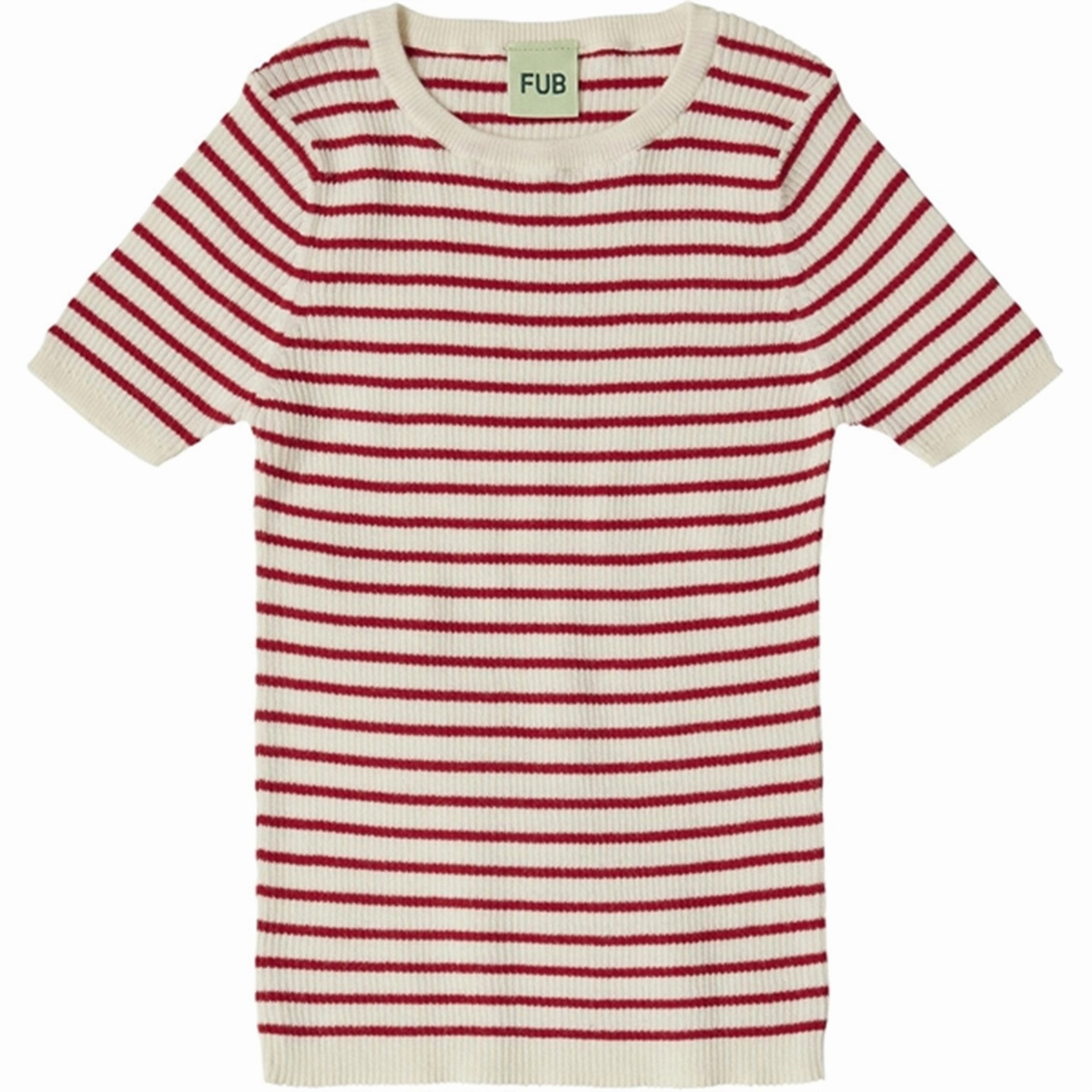 FUB Ecru/Crimson Red Rib T-shirt Moisture Control Fabric