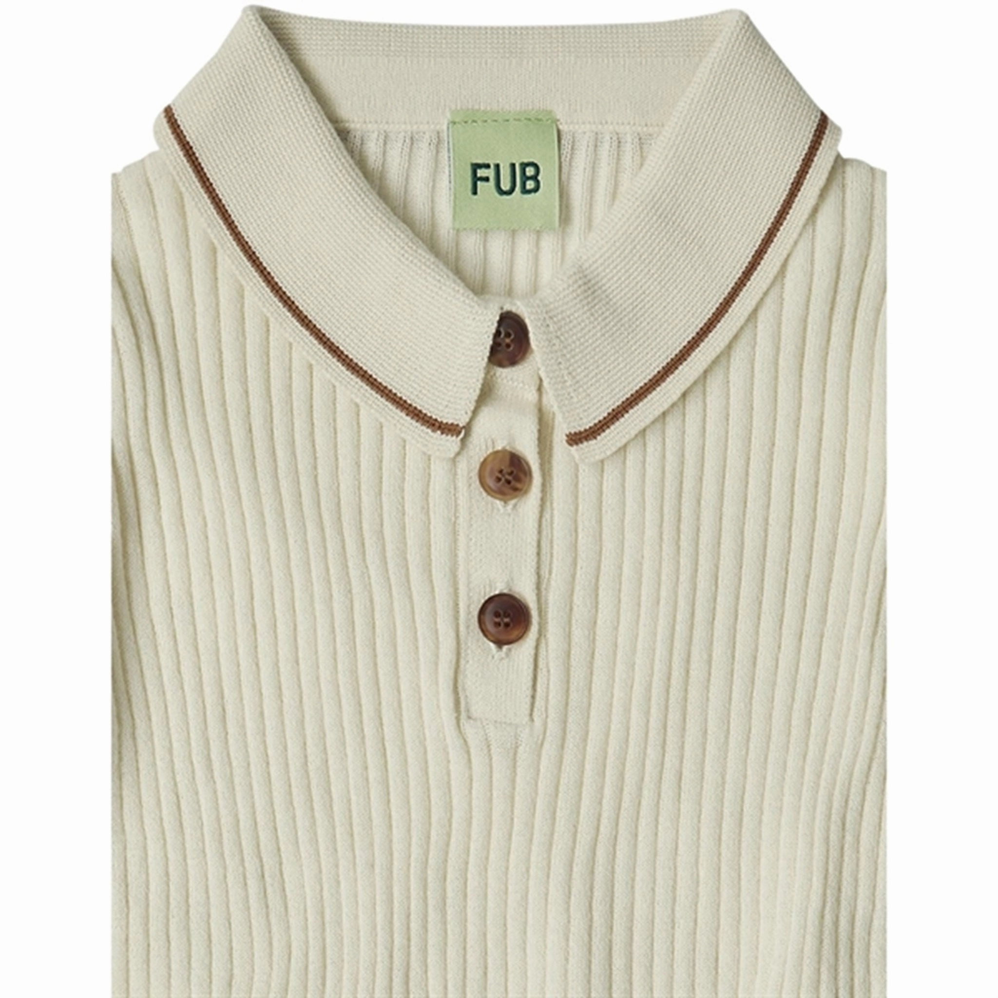 FUB Ecru Polo T-shirt Layered Collar Structure