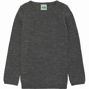 FUB Grey Melange Rib Tee L/S Mountain Retreat