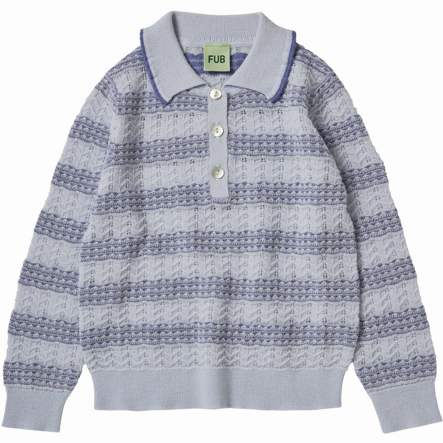 Snap Button Closure FUB Ice/Dusty Violet Pointelle Polo