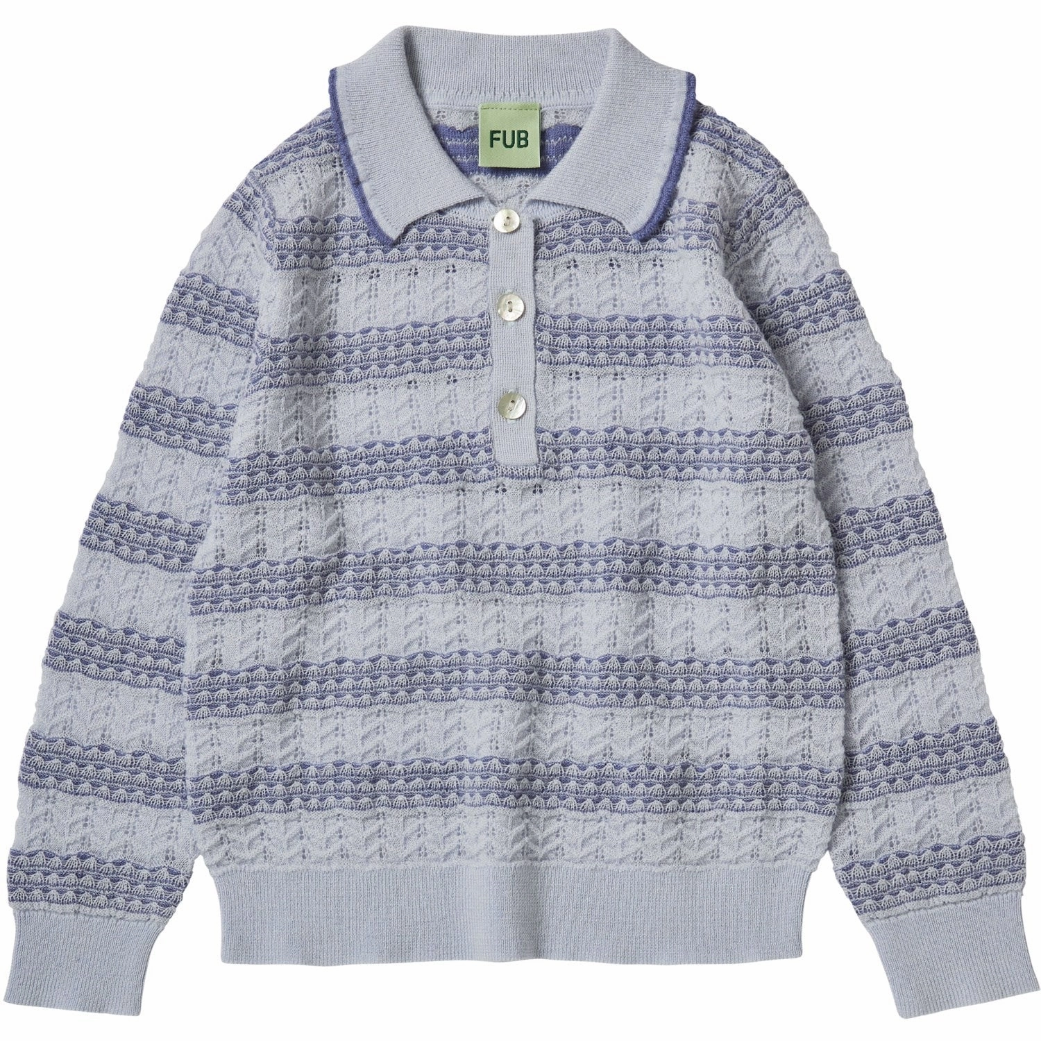 FUB Ice/Dusty Violet Pointelle Polo golf club Tagless Collar