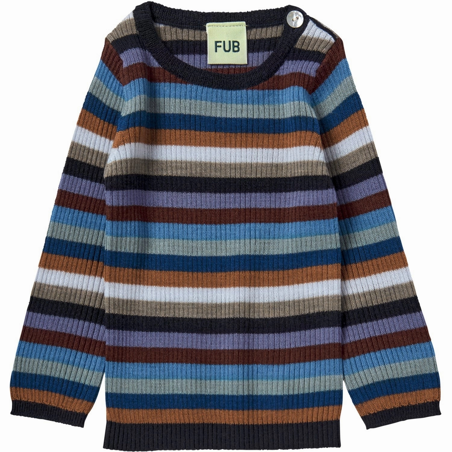 FUB Multi Stripe Baby Rib Tee L/S Moisture Wicking Layer Beach Attire