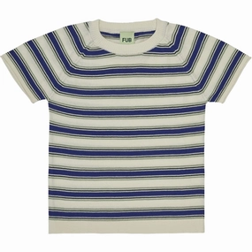 FUB Multi Striped T-Shirt Ecru/Cobolt Light Casual Wear Casual Must-Have
