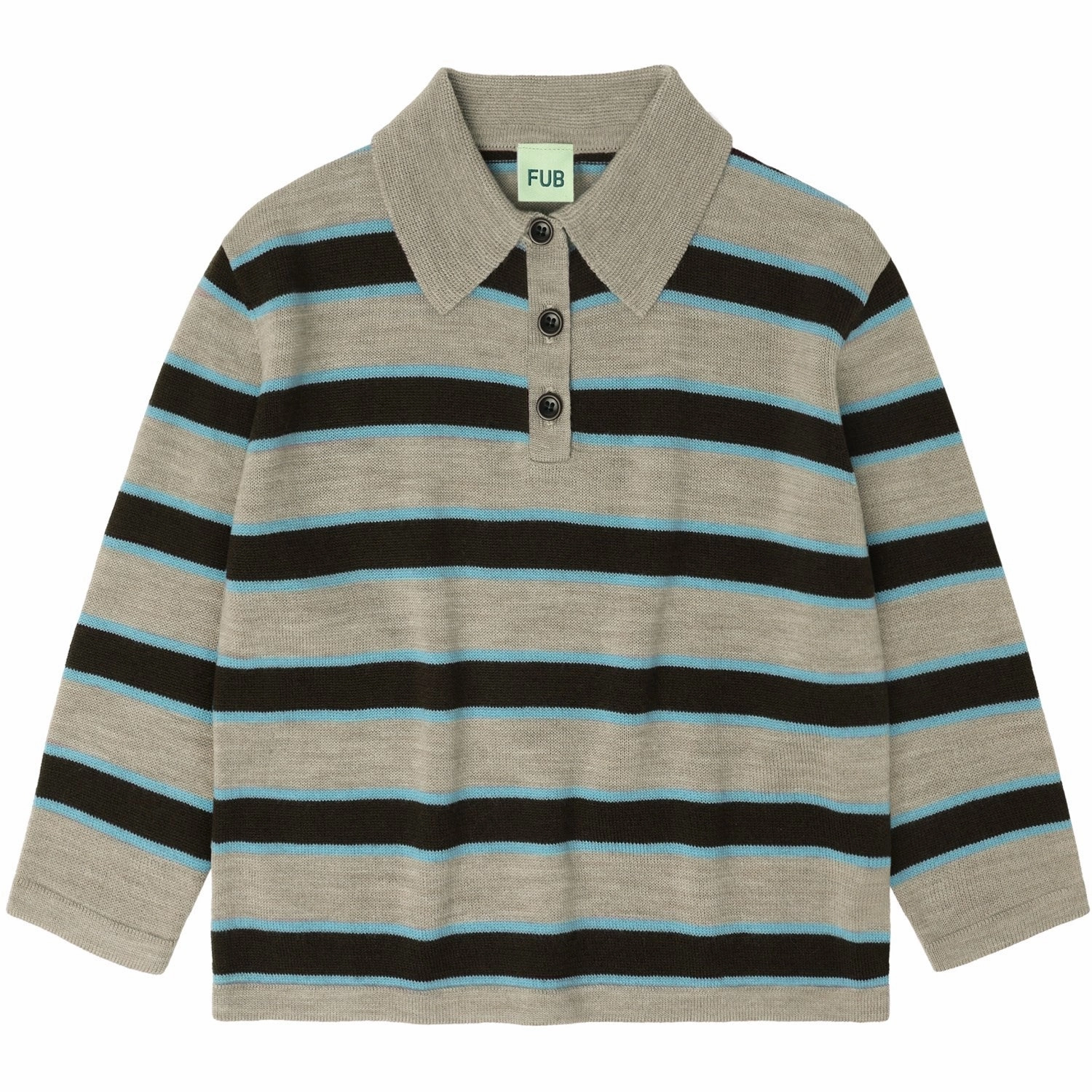 FUB Oat Melange Striped Polo Preppy Style Subtle ToneOnTone Stitching