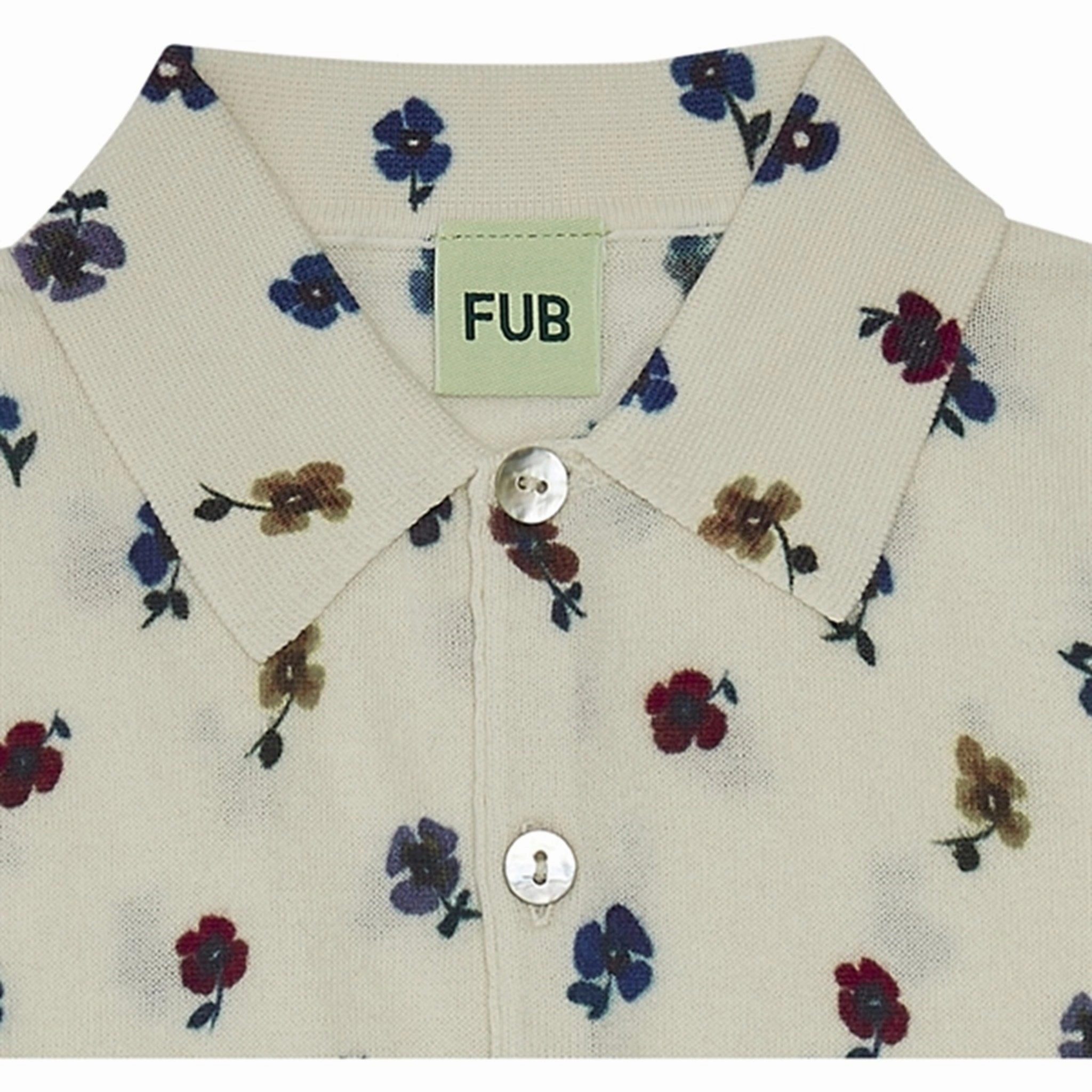 Eye-Catching Pattern Seamless Side Panels FUB Printed Shirt Ecru/Flower