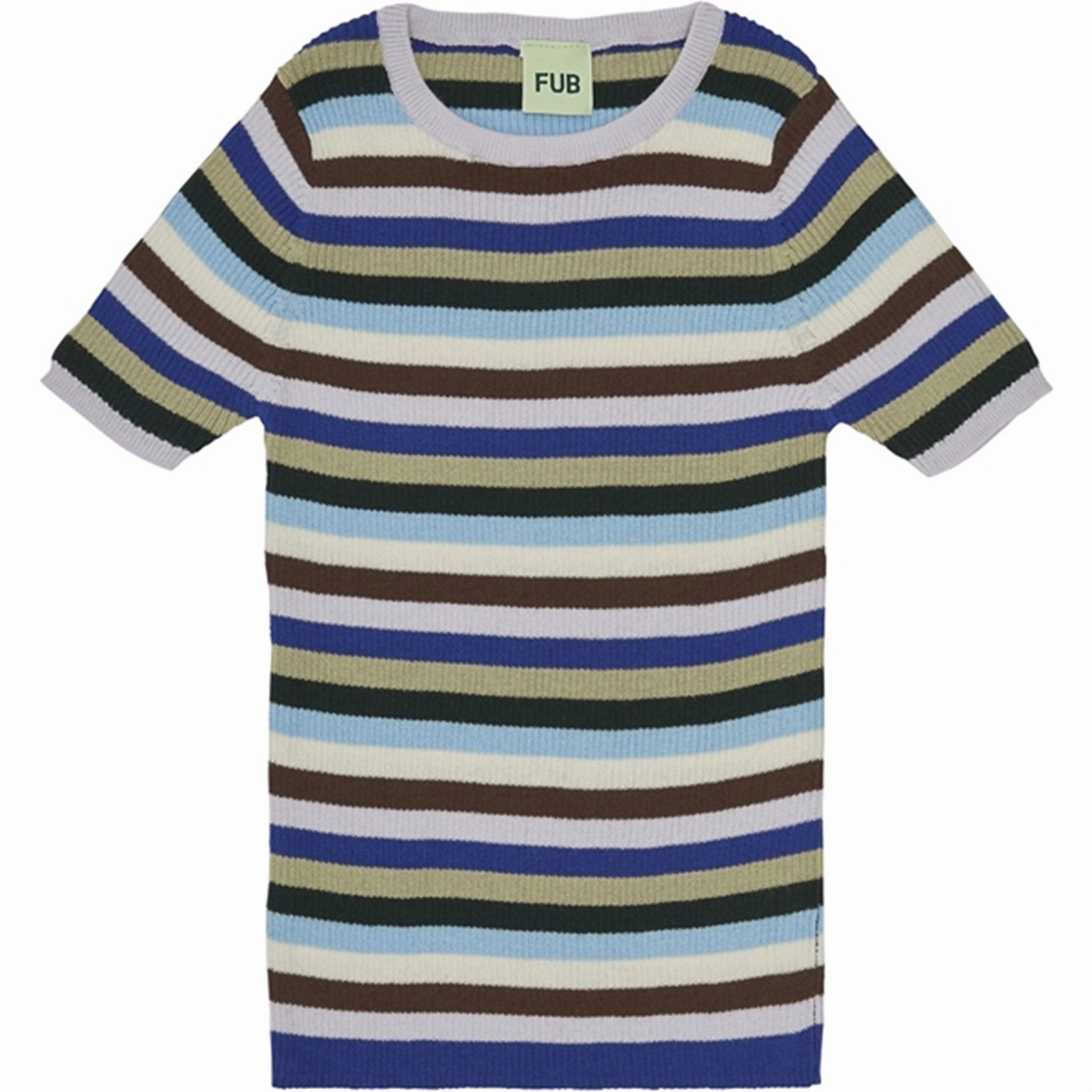 FUB Rib T-Shirt Multi Stripe Water Based Ink Print