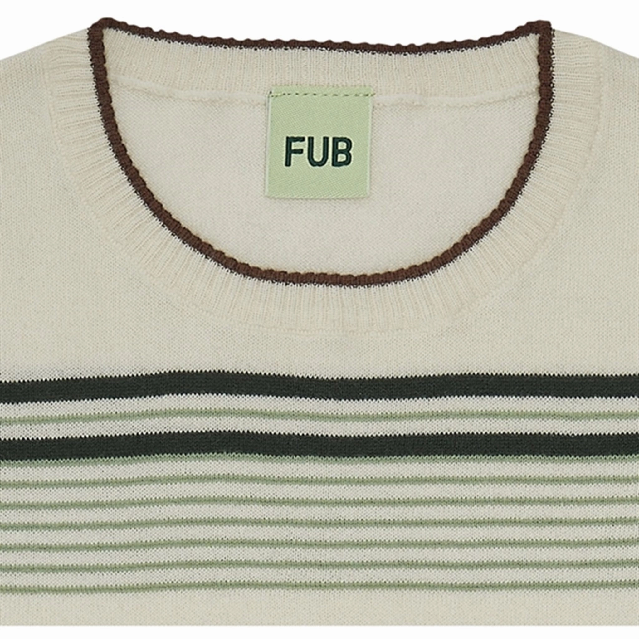 Versatile Layer FUB Striped T-Shirt Ecru/Deep Green