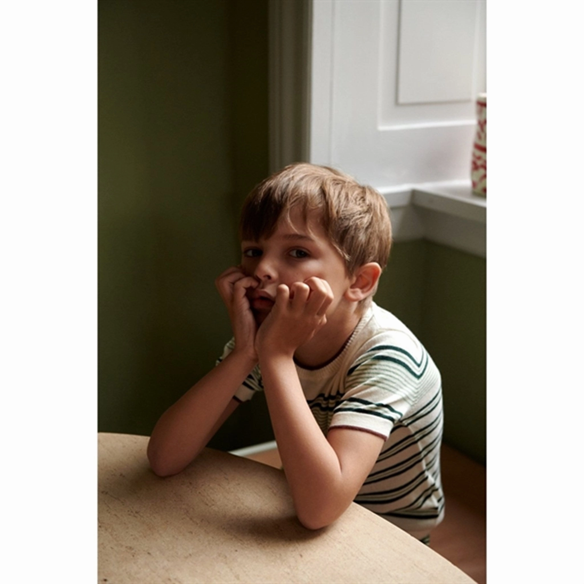 FadeResistant Coating Chilly Wear FUB Striped T-Shirt Ecru/Deep Green