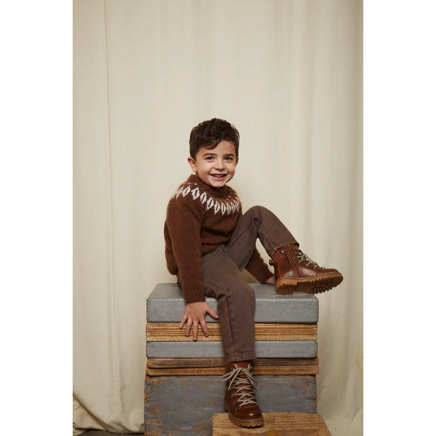 COPENHAGEN COLORS Dk Brown Dyed Organic Junior Jeans, Regular Fit Clean Lines Reliable Basic