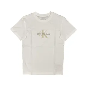 Calvin Klein maglietta manica corta da uomo con Monogramma J30J326863YAF bianco-beige Modern Wear Easy Style